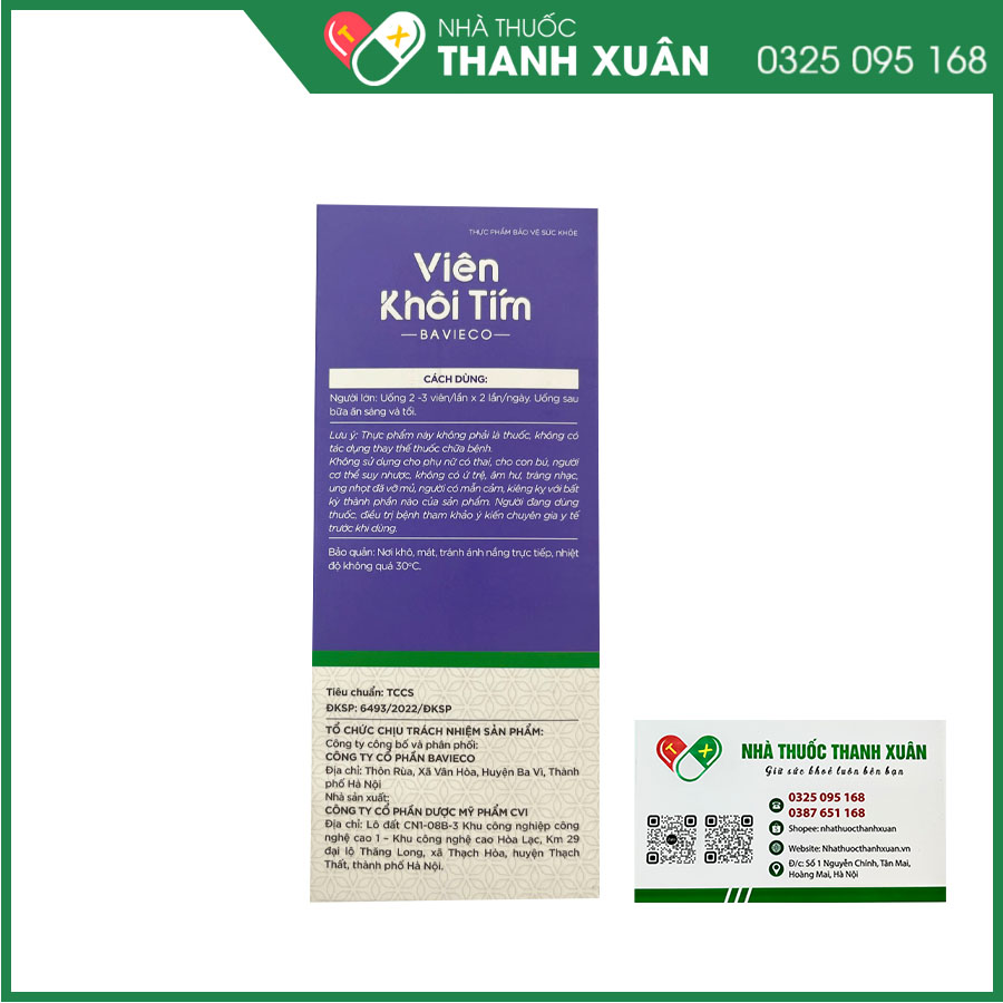 Viên Khôi Tím Bavieco giảm viêm loét dạ dày